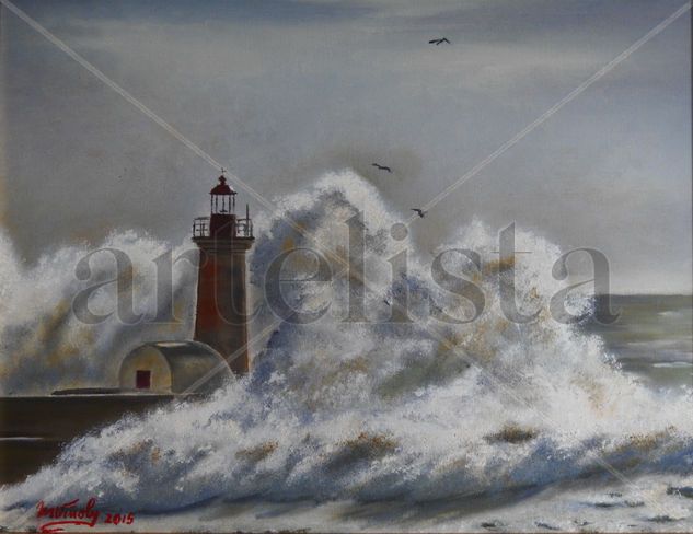 Farol de Felgheiras, Portugal Oil Canvas Marine Painting