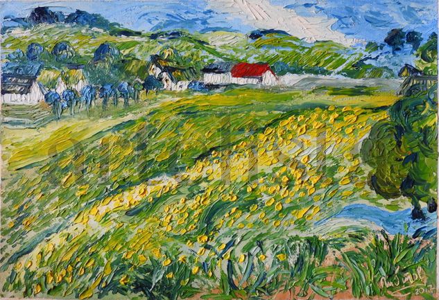 Copia de Les Vessenots en Auvers, homenaje a Van Gogh Óleo Tela Paisaje