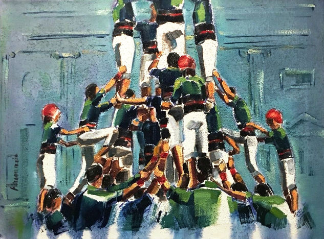 Castellers Óleo Lienzo Figura