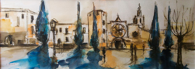 Monasterio de Sant Cugat Watercolour Paper Landscaping