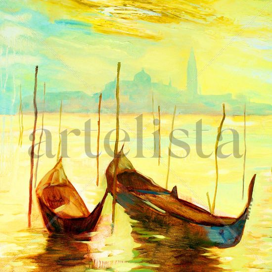 Amanecer dorado en Venecia Oil Canvas Marine Painting