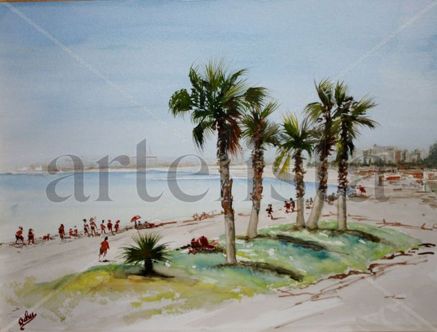 Playa de Pedregalejo Watercolour Paper Marine Painting