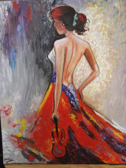 Bailarina con violín Oil Canvas Portrait