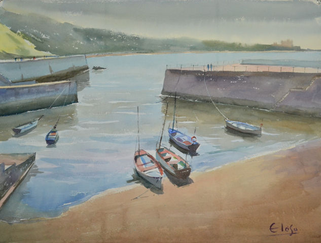 Puerto Viejo -Algorta Watercolour Paper Marine Painting