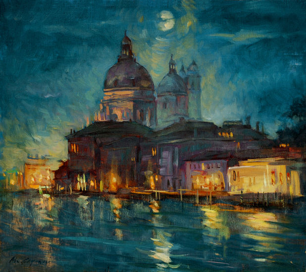 Noche en Venecia Oil Panel Landscaping