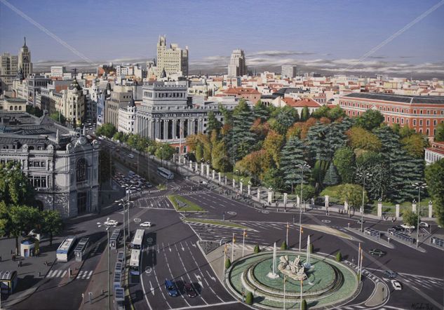 MADRID DESDE PALACIO DE CIBELES Óleo Lienzo Paisaje