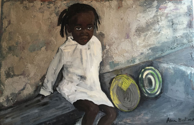 Niña vendedora de Senegal Acrílico Lienzo Retrato