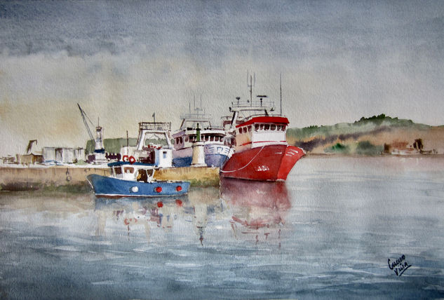 Ría de Avilés Watercolour Paper Marine Painting