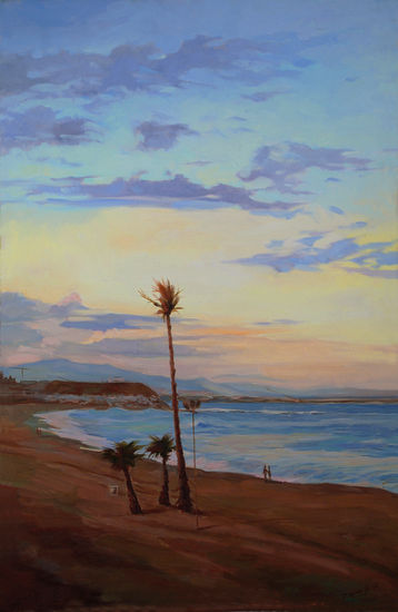 Tarde invierno en la playa de Barcelona Oil Canvas Marine Painting