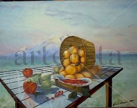 Bodegón de frutas al aire