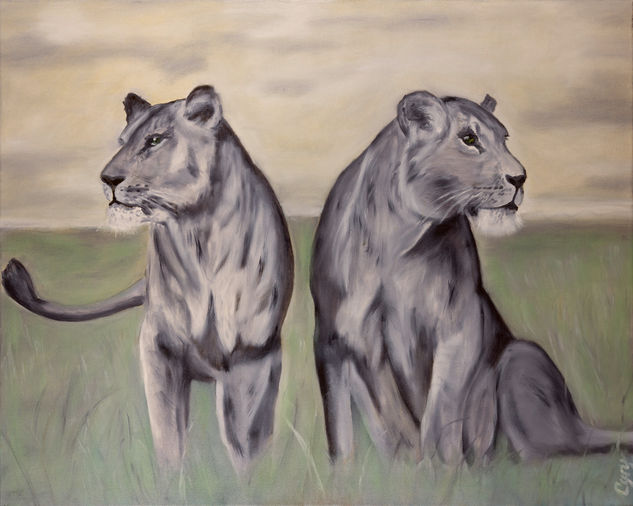 Leones Oil Canvas Animals