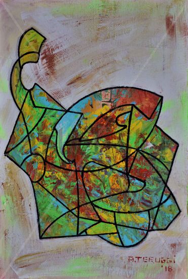 Lineas y elipses # 4 Acrylic Canvas Figure Painting