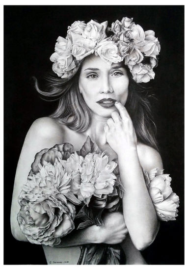 Chica con flores Graphite