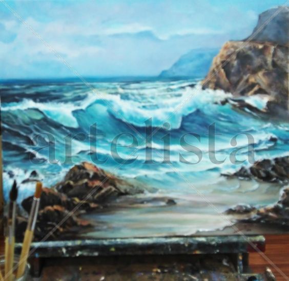 oleaje en la playa Oil Canvas Marine Painting