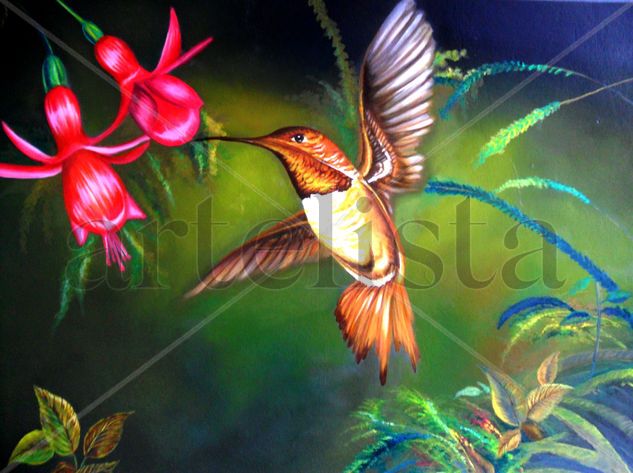 "COLIBRÍ" Óleo Otros Animales