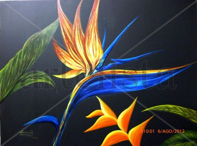 FLOR AVE DEL PARAÍSO Oil Canvas Floral Painting