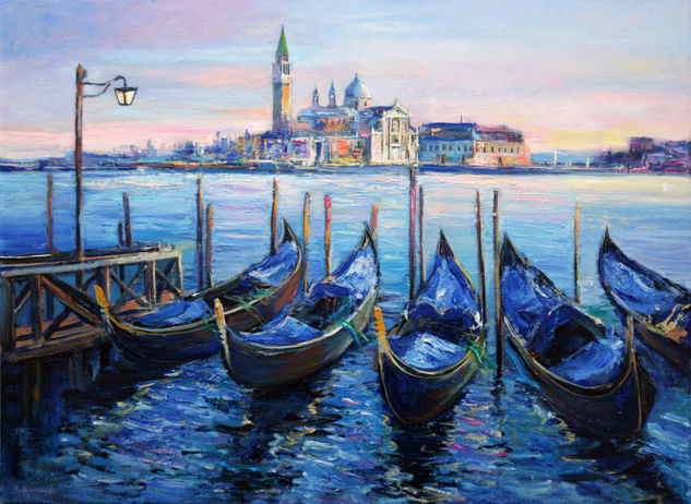 Gondolas Óleo Lienzo Paisaje