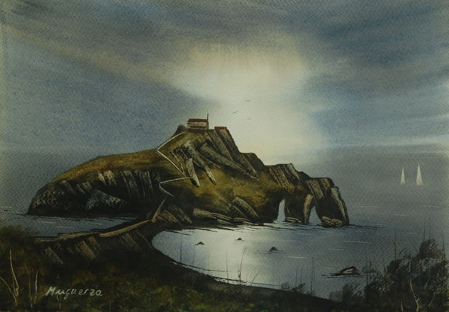 San Juan de Gaztelugatxe Watercolour Paper Marine Painting