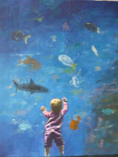 En el acuario Acrylic Canvas Figure Painting