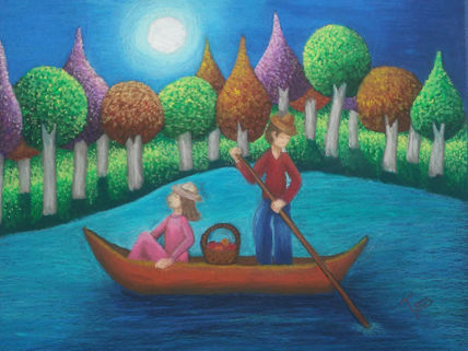 Lago bajo la luna