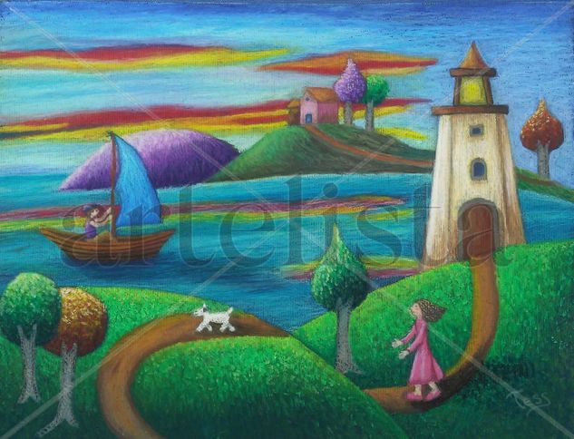 RUMBO AL FARO Pastel Paper Landscaping