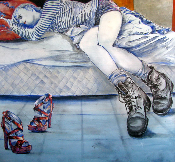 New shoes Oil Textile Figure Painting