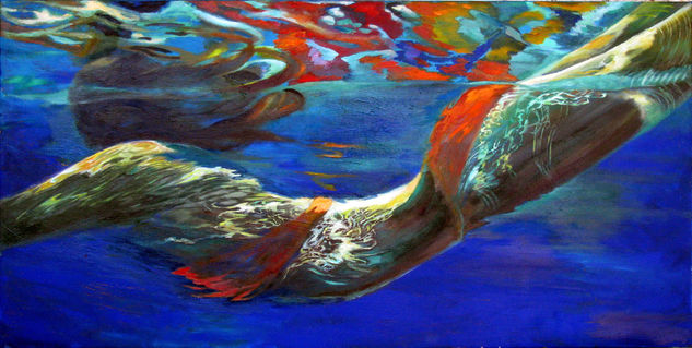 Pool swimmer Oil Textile Marine Painting