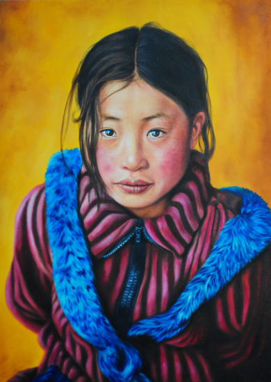 Niña Nepalí Oil Canvas Portrait