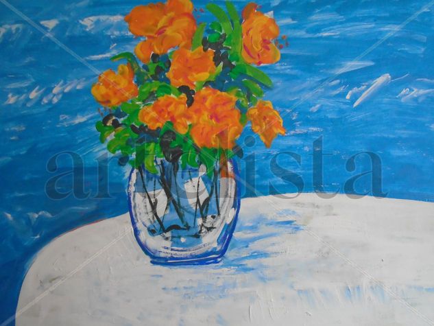 LAS ROSAS Y EL MAR Acrylic Canvas Floral Painting