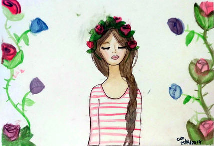 Chica y flores