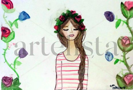 Chica y flores