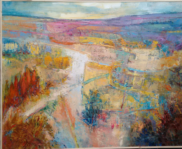 paisaje azul Mixed media Panel Landscaping