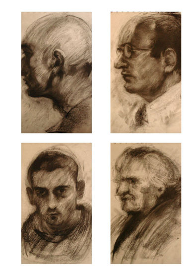 lote XIX_cuatro retratos a sanguina Charcoal