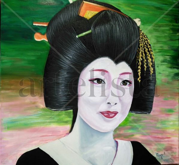 Mujeres del mundo. Geisha Oil Canvas Portrait