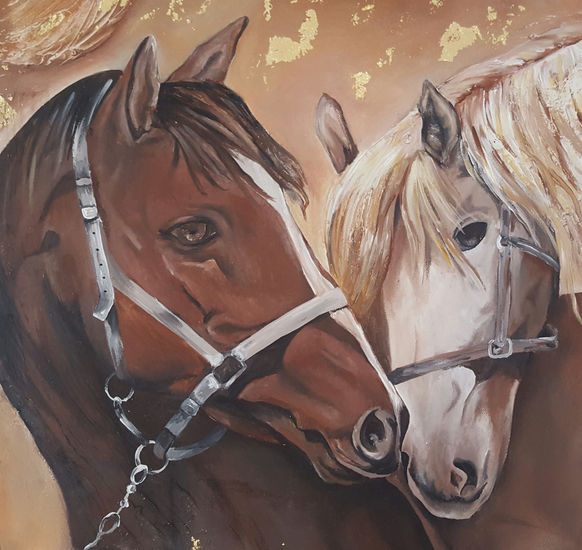 Amor de caballos Acrylic Canvas Animals