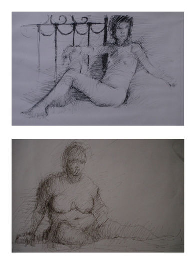 lote XVIII_dos desnudos femeninos a tinta Ink