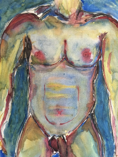 Torso Watercolour Canvas Nude Paintings