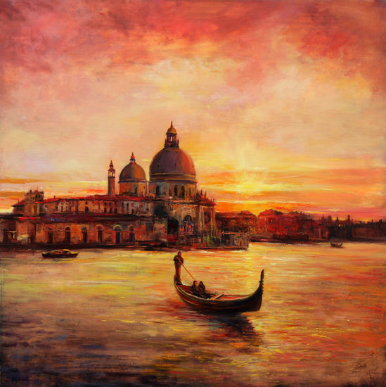 Romantic Venice Oil Panel Landscaping