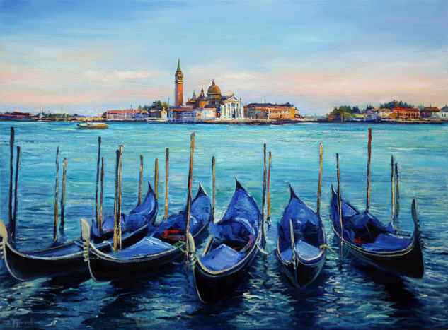 Gondolas in Venice Oil Canvas Landscaping