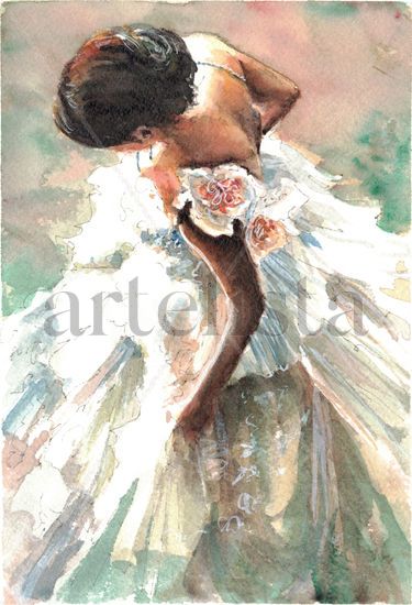 Un paso adelante Watercolour Paper Figure Painting