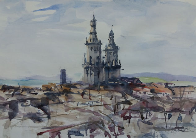 Logroño Catedral Watercolour Paper Landscaping