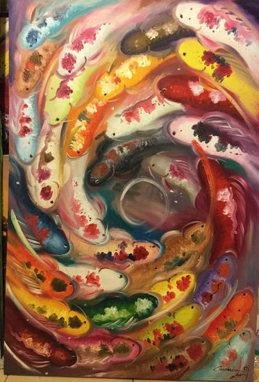 Koi Koi Oil Canvas Animals