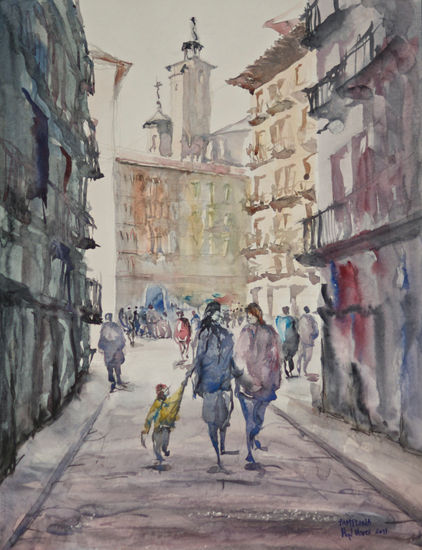 Pamplona 7 Acuarela Papel Paisaje