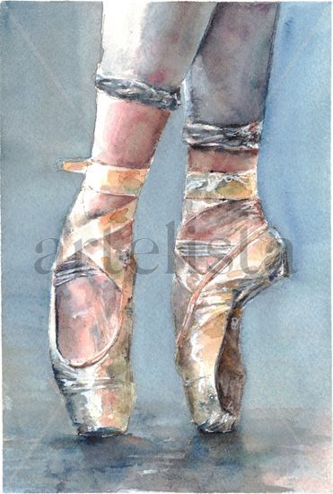 Zapatillas Watercolour Paper Figure Painting