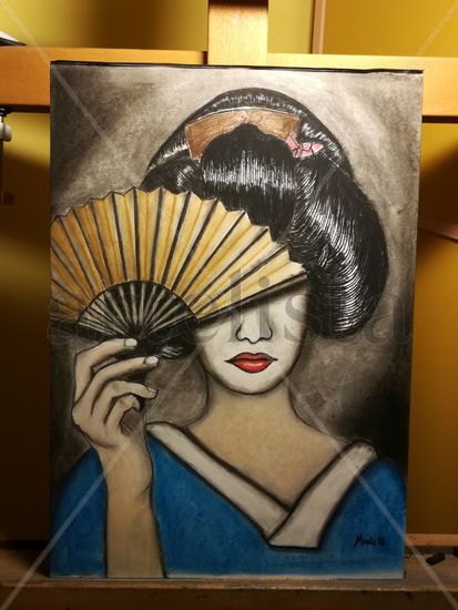 GEISHA Mineko! Pastel Papel Retrato