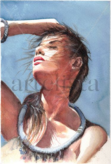 El viento Watercolour Paper Figure Painting