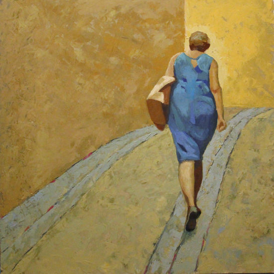 Por la calle Puñoenrostro Oil Panel Figure Painting