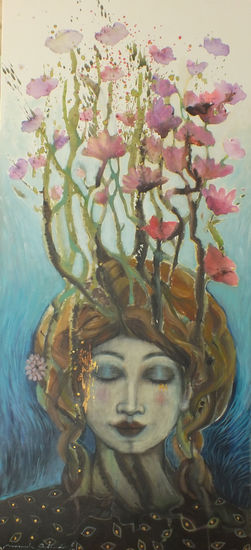 Bea en Flor. Acrylic Canvas Figure Painting