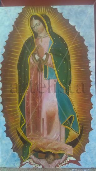 VIRGEN DE GUADALUPE DEL CONVENTO. Oil Canvas Figure Painting