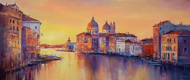 Venice Sunset Oil Panel Landscaping